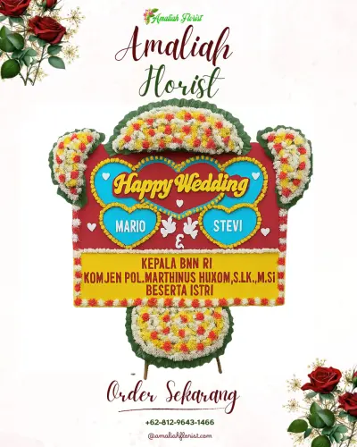 Karangan Papan Bunga Pernikahan di Moga
